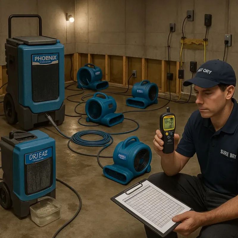 Structural Drying and Dehumidification process in West Mayfield, PA